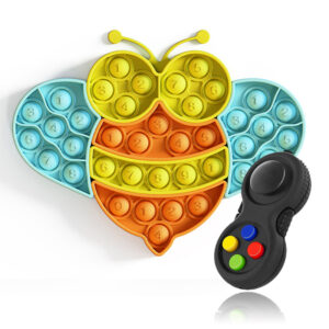 Darilo za otroke, 2 pcs set, Pop It Puzzle “Bee Bubble” & Fidget Pad 2, antistresna senzorična igrača + darilno pakiranje