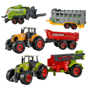 Farm Set, 6 igrač kmetijskih strojev, 2 traktorja in 4 priklopniki