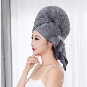 SET: Siva sušilna brisača za lase, XXL velikosti + silikonska ščetka za masažo lasišča (črna)